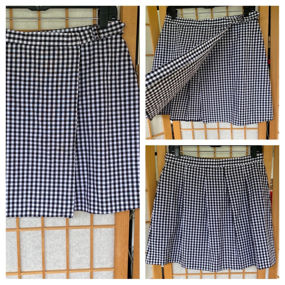 ASOS Black/White Checked Wrap Mini Skirt SZ 8